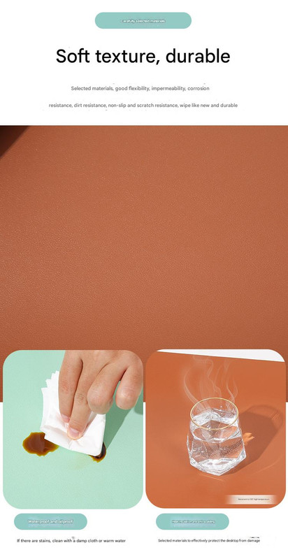 2 PCS Smoky pink/light blue Extra-Large Leather Table Mat for Study & Work - Pad for Students & Office Use (60x30cm) โ image 4