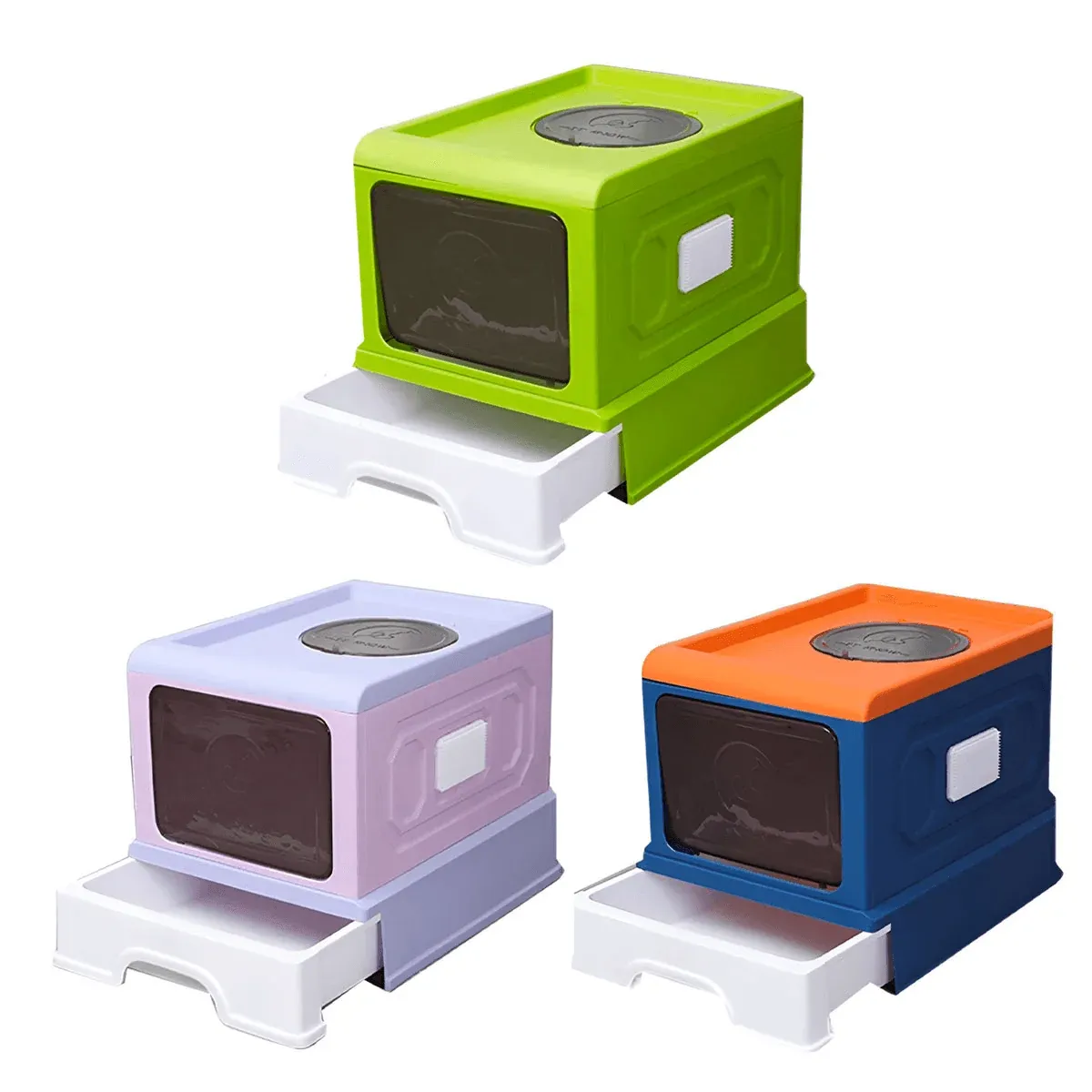 Folding Enclosed Cat Litter Box Foldable Drawer Toilet Anti-Splash Pet Supplies - Blue โ image 3