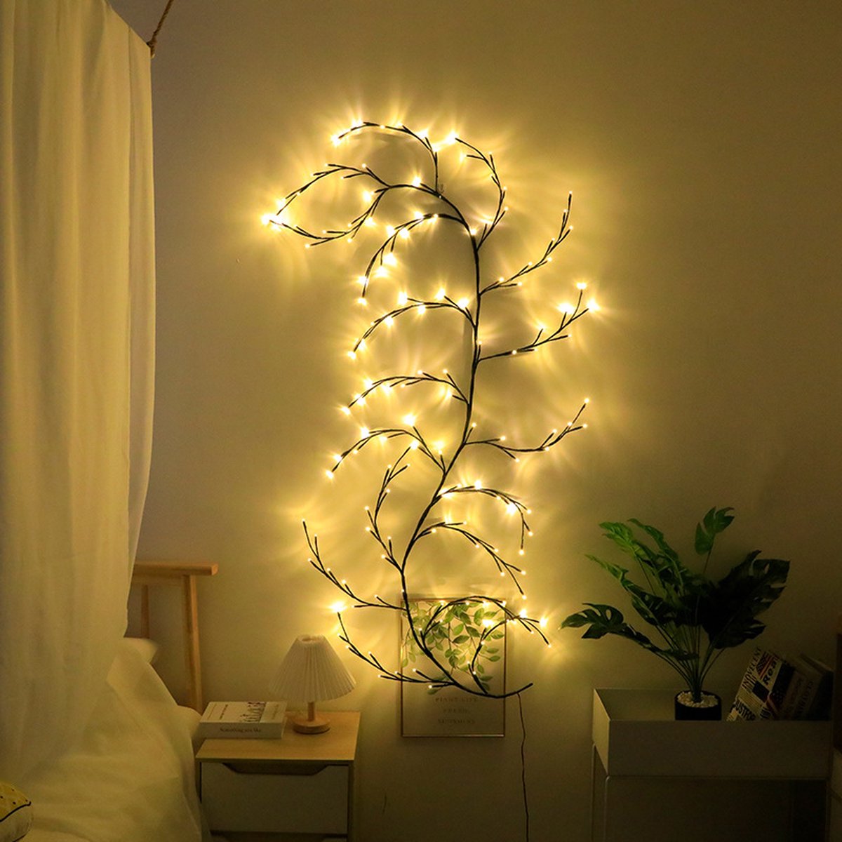 Beautiful LED Vine Branch Wall Light - 2 meters Long, 144 LED Lights - Suitable for Indoor and Outdoor Use - 8 Lighting Modes - Flexible and Decorative - Brown — image 4