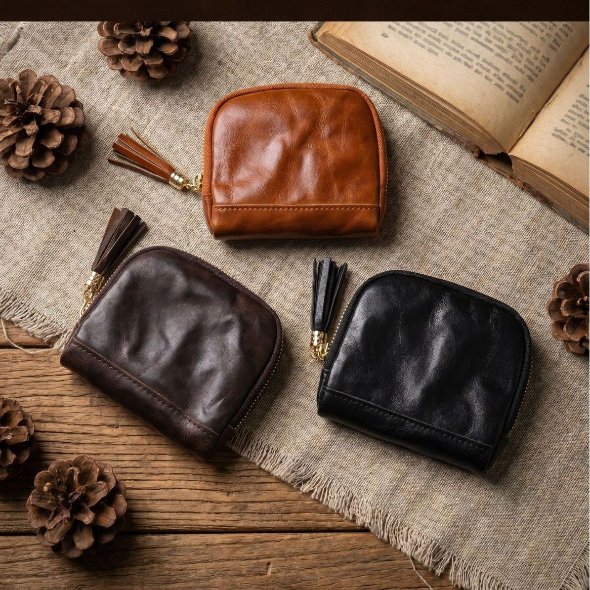 Genuine Leather Storage Bag Vegetable Tanned Travel. Vegetable tanned leather-brown โ image 3