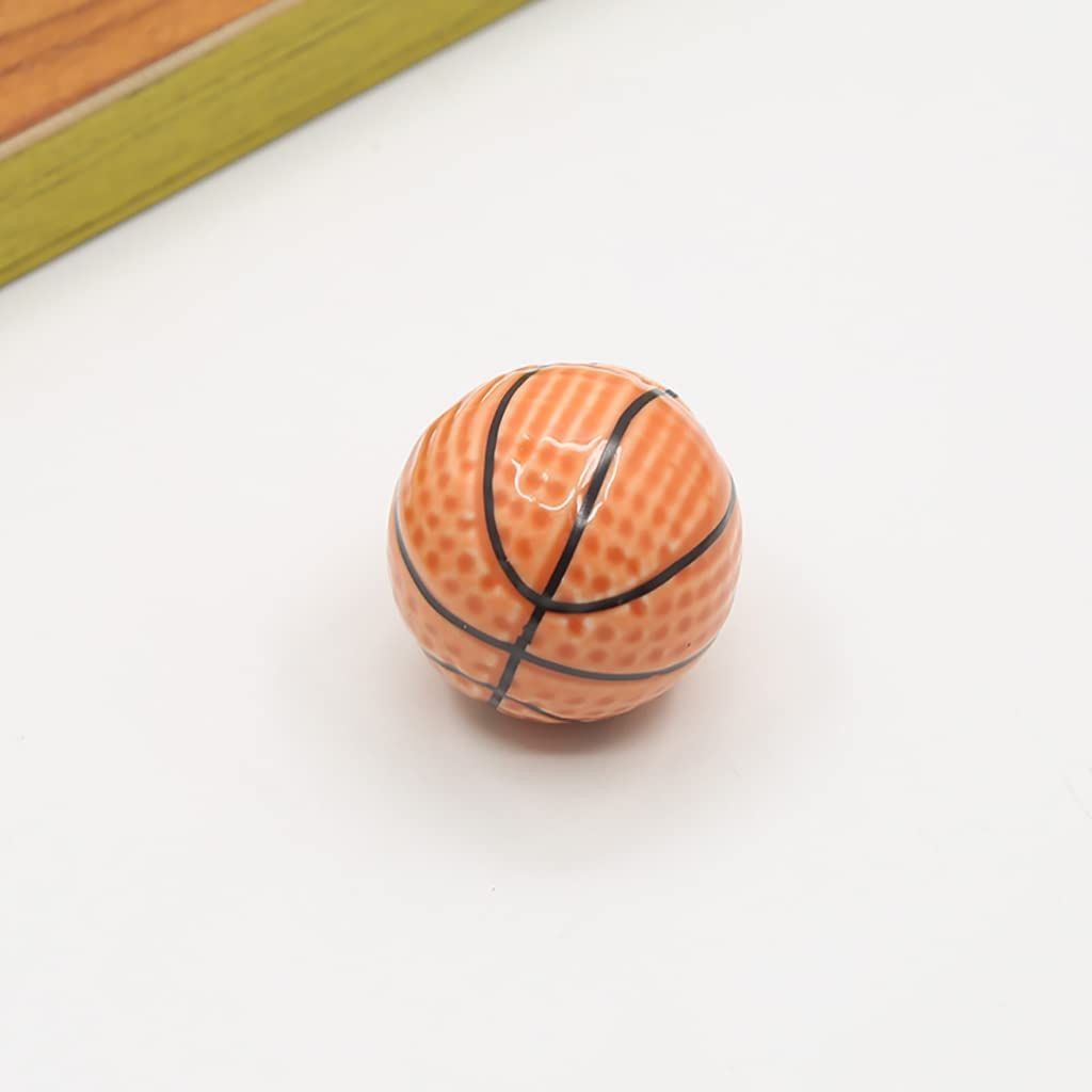 8 Pcs Heavy Ceramic Basketball Shape Knobs, Sports Theme Kindergarten Baby Home Decor Knob Pulls for Children's Desks — image 3