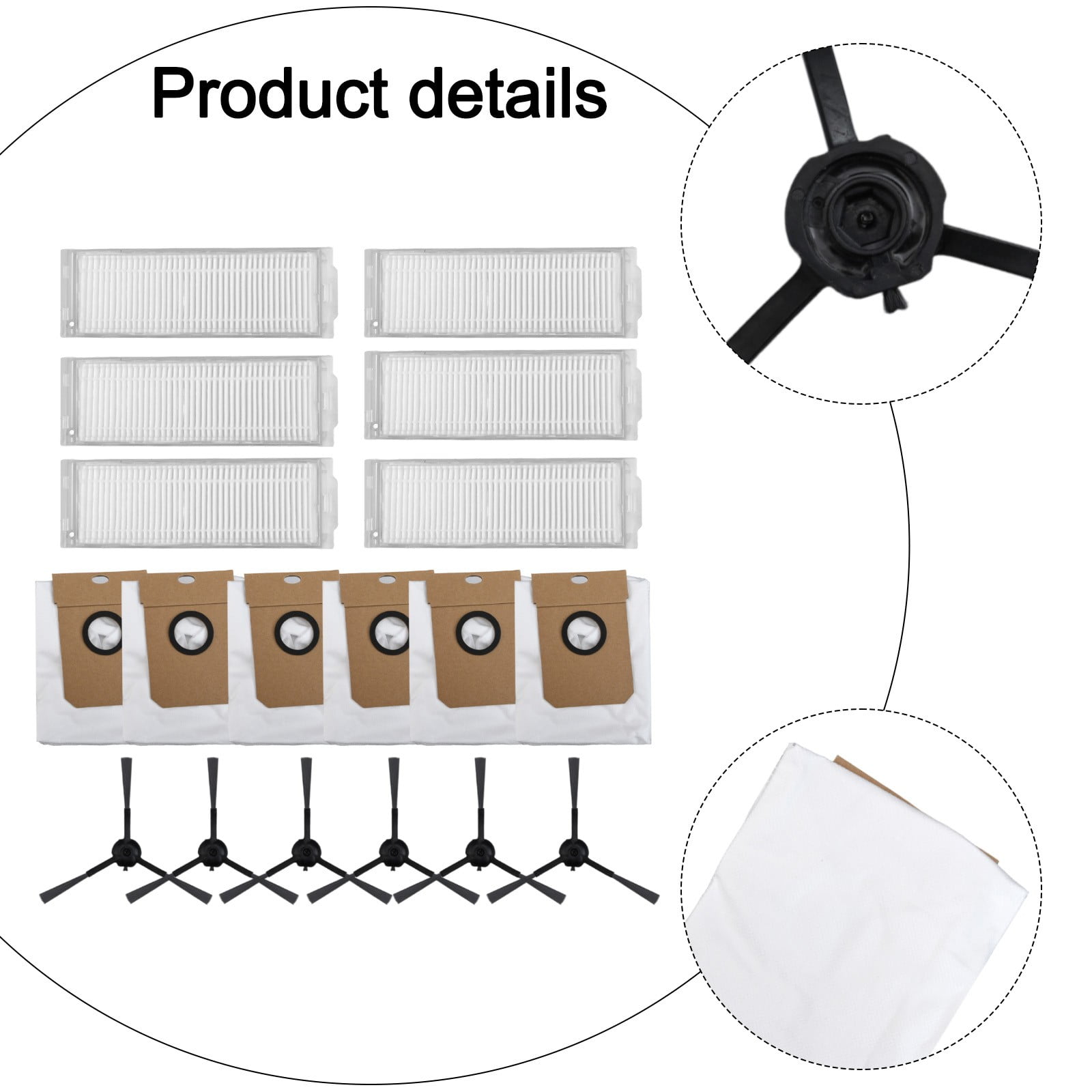 Cecotec Conga 13090 Spin Revol Home Vacuum Filter Dust Bag Side Brush Replacement Kit With 6 Filters 6 Bags 6 Brushes For Efficient Cleaning — image 2