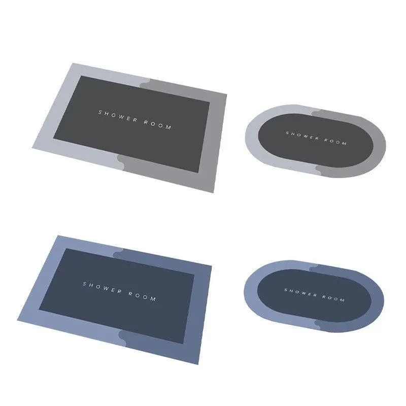 50 × 80CM Super Absorbent Floor Mat Soft Quick-Drying Non-Slip Diatom Mud Bath - Blue-Oval — image 3