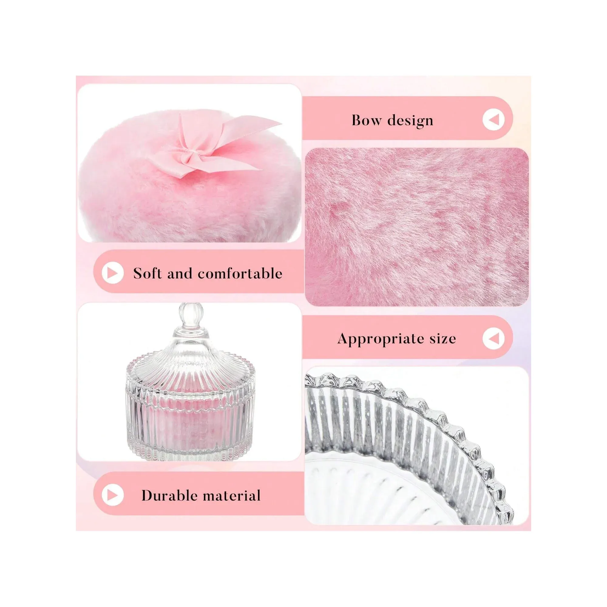 Clear Ribbed Glass Vanity Jar With Lid, Victorian Style Makeup Trinket Container for Bathroom — image 4