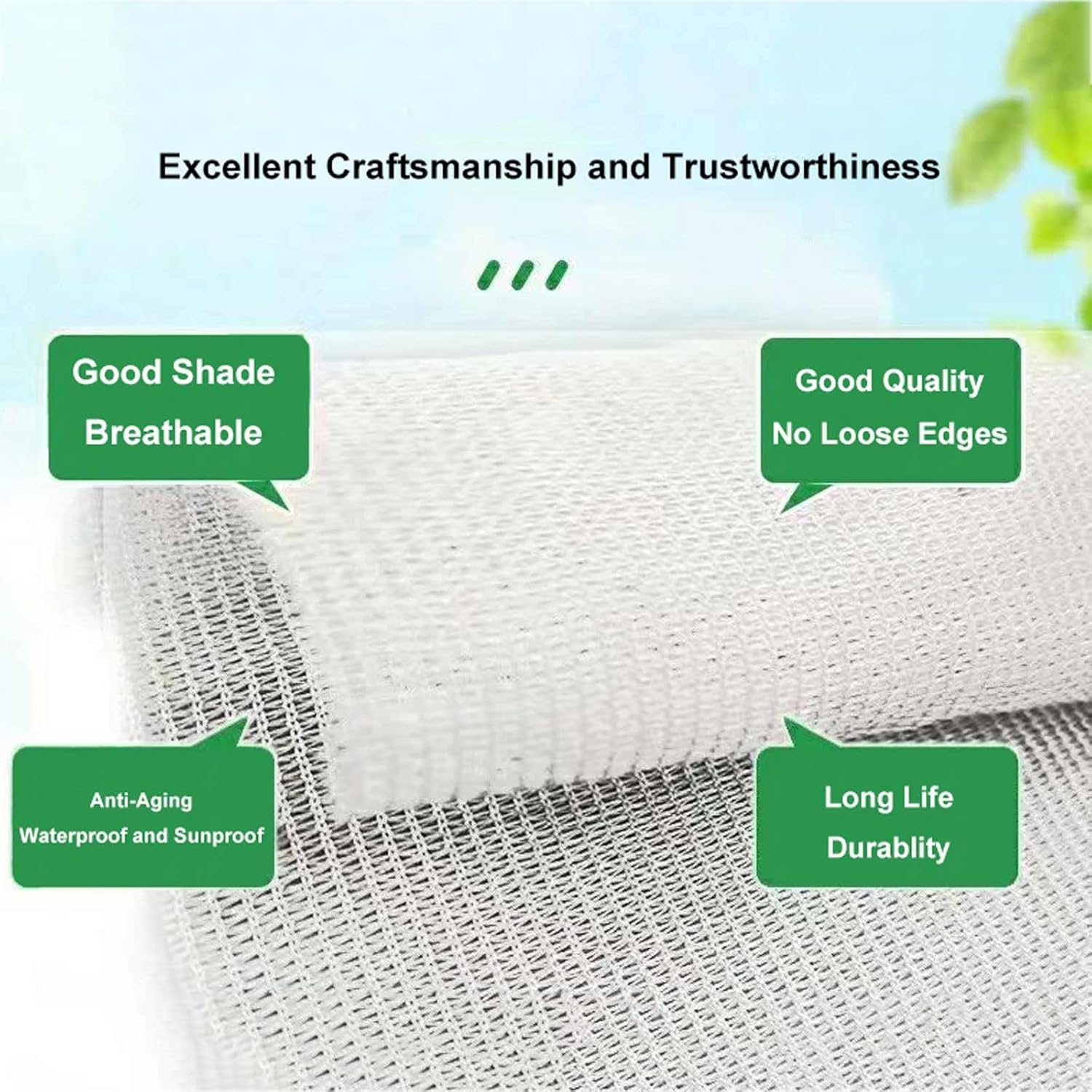 30% Sunblock Shade Cloth Garden Shade Mesh Tarp with Eyelets and Ropes UV Resistant Sunblock Shade Cloth for Garden, Pergola, Patio Plants — image 2