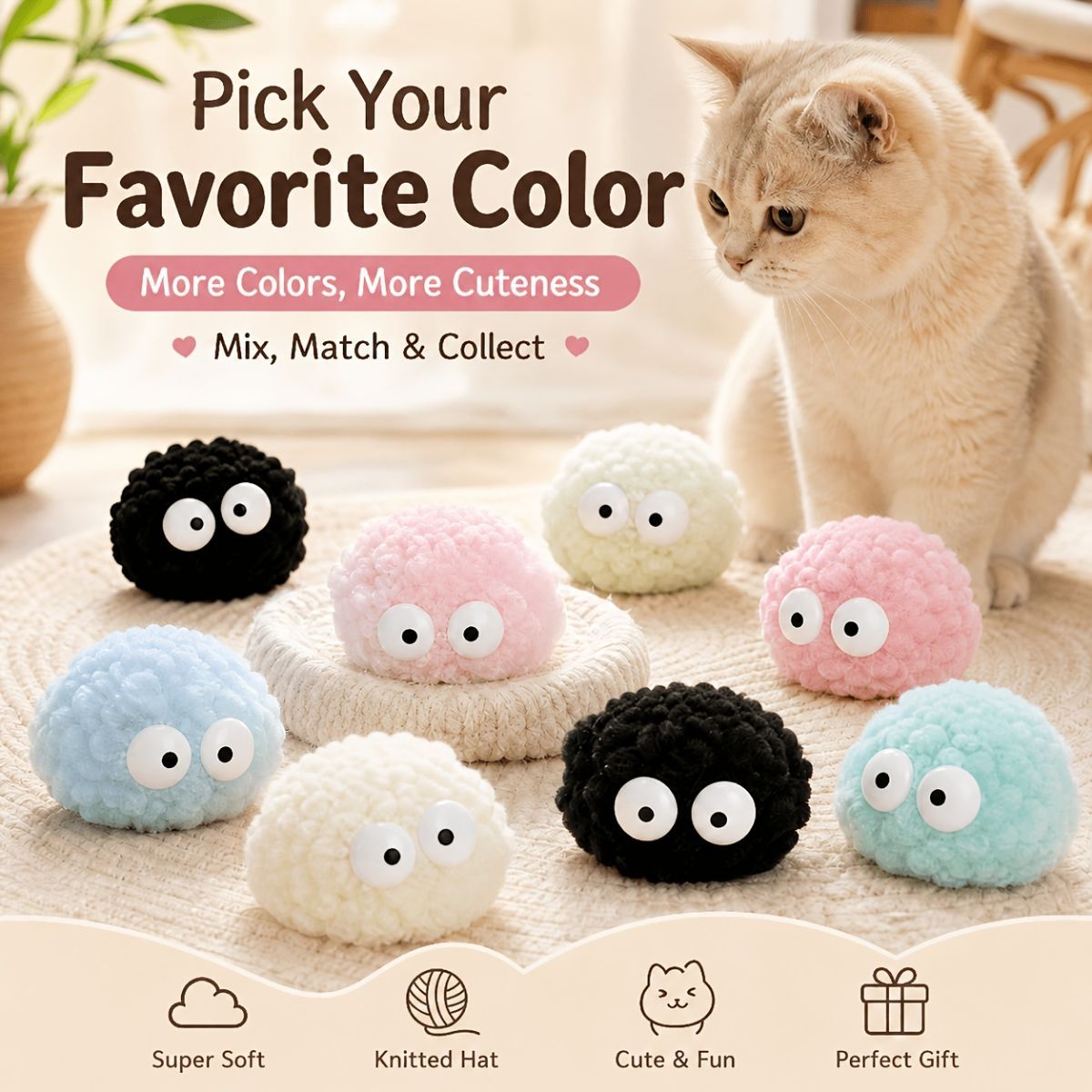 Cat Toys Fluffy Ball Toys Cat Interactive Toys Indoor Cat Toys Cat Boredom - Multi-color - Size 01 — image 4