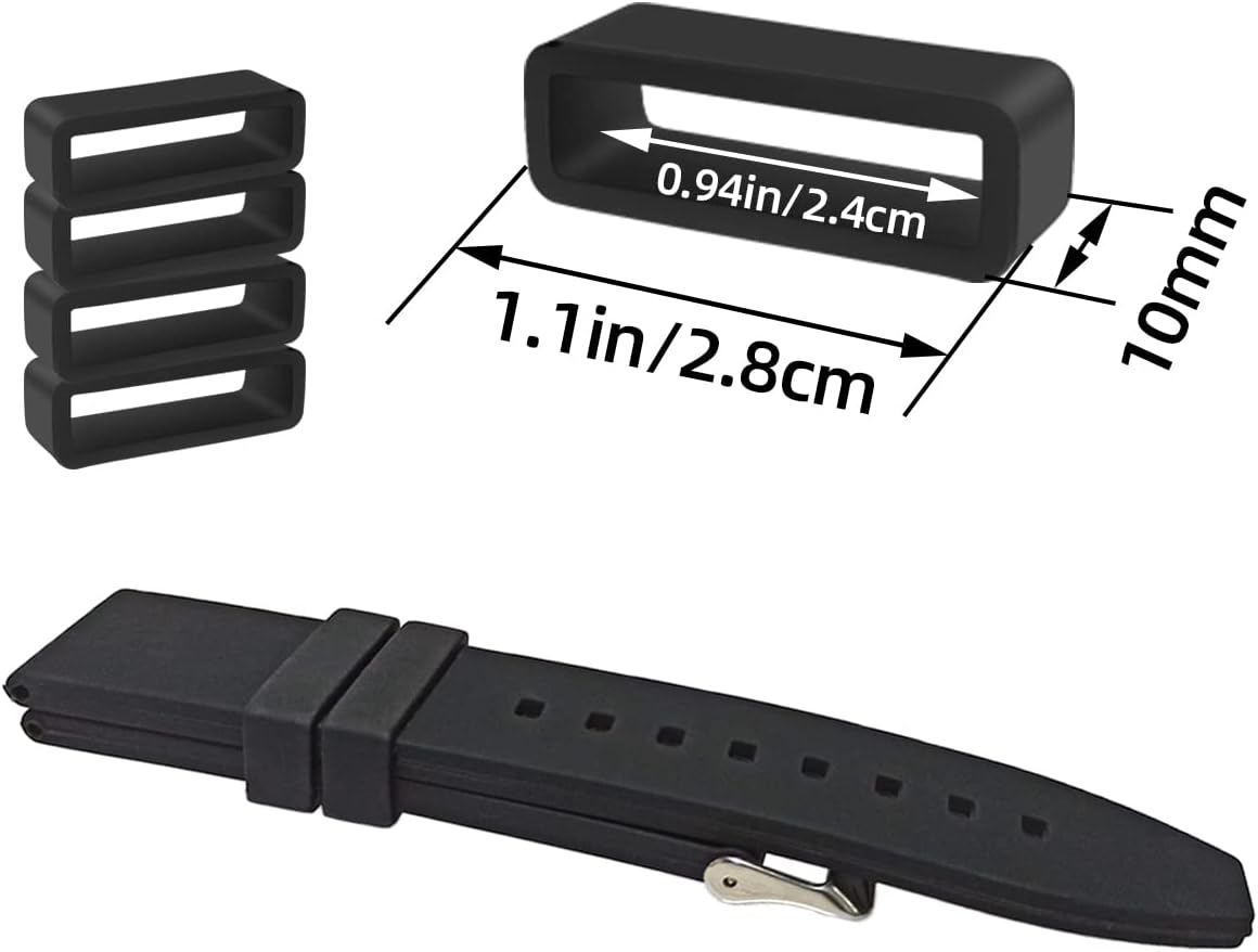 6 Pcs Watch Band Loop Holder Keeper for Resin Belt, Replacement Fastener Rings for Silicone Leather Rubber Watch Strap, Durable Fastener Retainer Size(24mm) โ image 2
