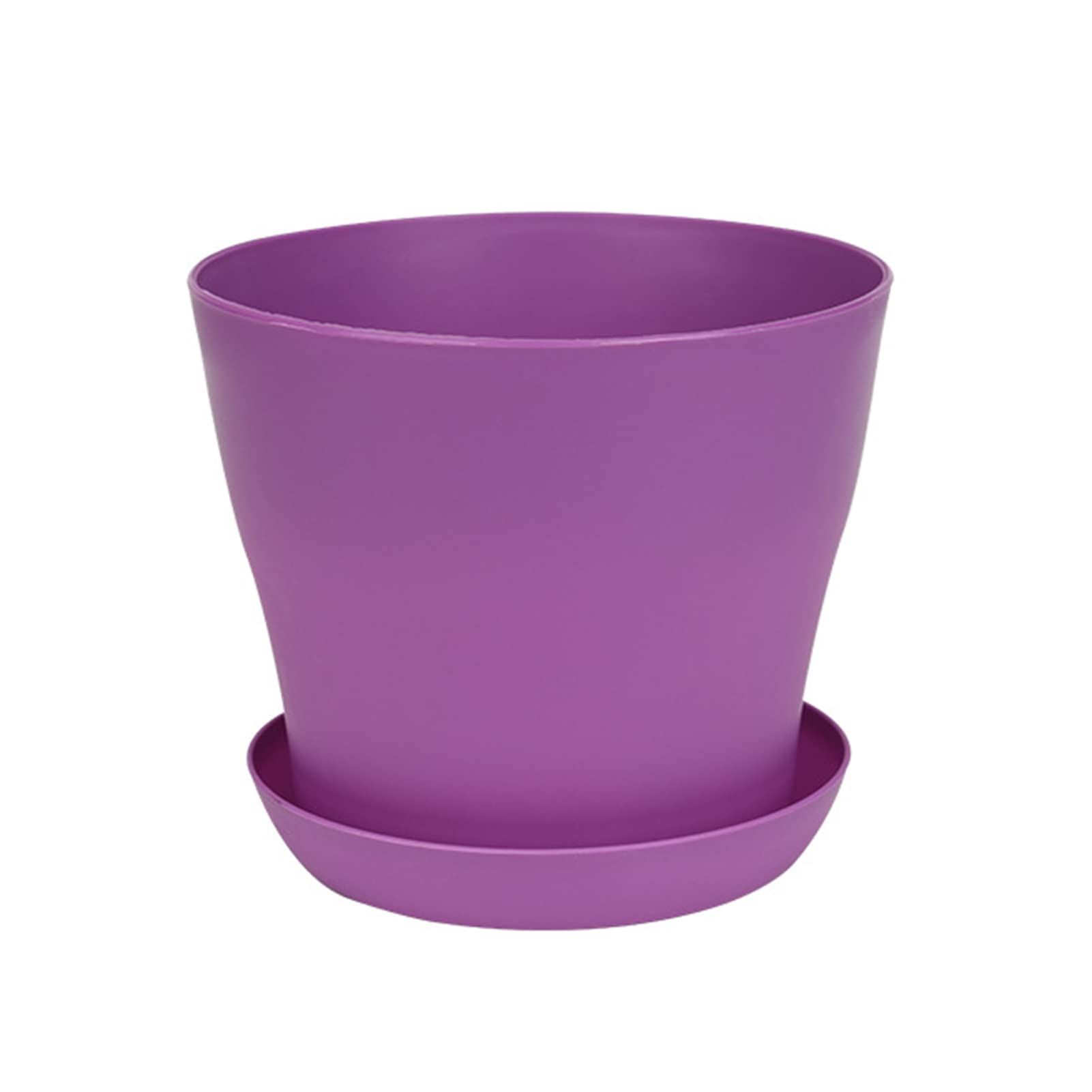 2Pcs Flower Pot with Saucer and Drainage Holes Garden Flower Pot Plant Container for Indoor Outdoor Decoration Purple
