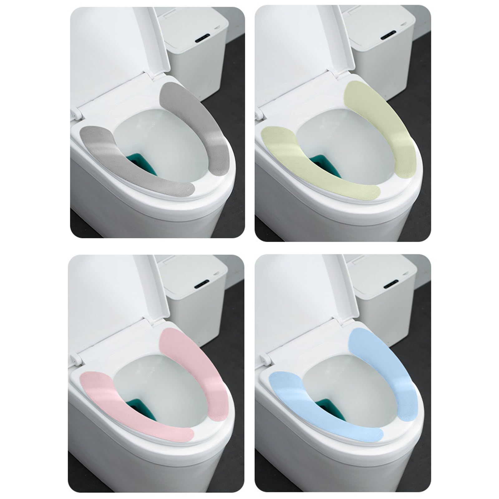 Thick Warm Cushioned Toilet Seat Cover | Stick-On Washable Reusable Toilet Memory Foam Cushion Pad (4pcs) — image 2
