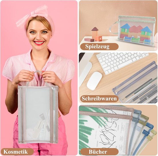 Storage Bags - Set of 10 - Colorful Double-Layer Mesh Bags with Zipper - Organize and Store Building Blocks and Toys - Breathable and Transparent A4 Bags โ image 4