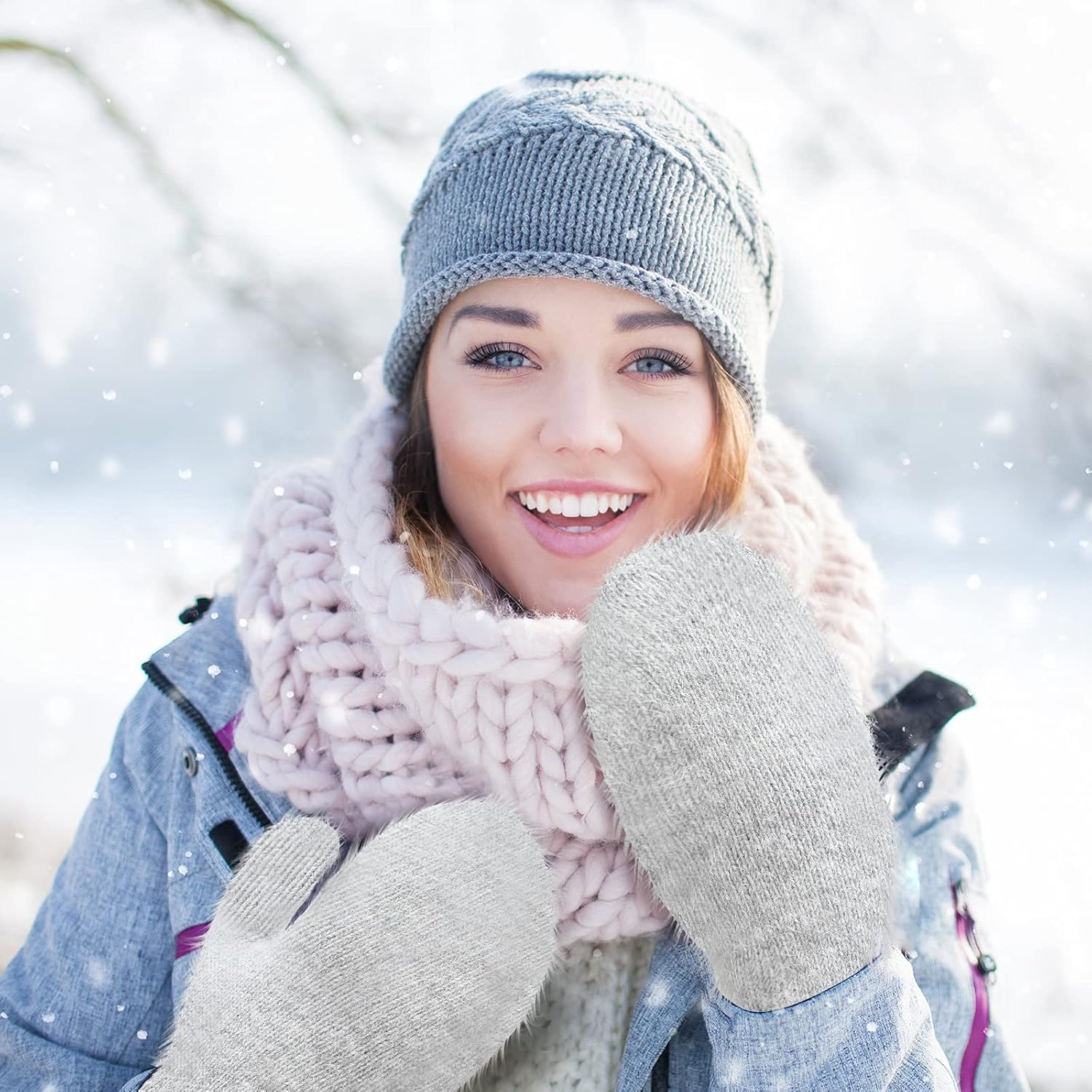 Women's Winter Mittens - Knitted Gloves, Warm Fleece & Double Wool — image 5