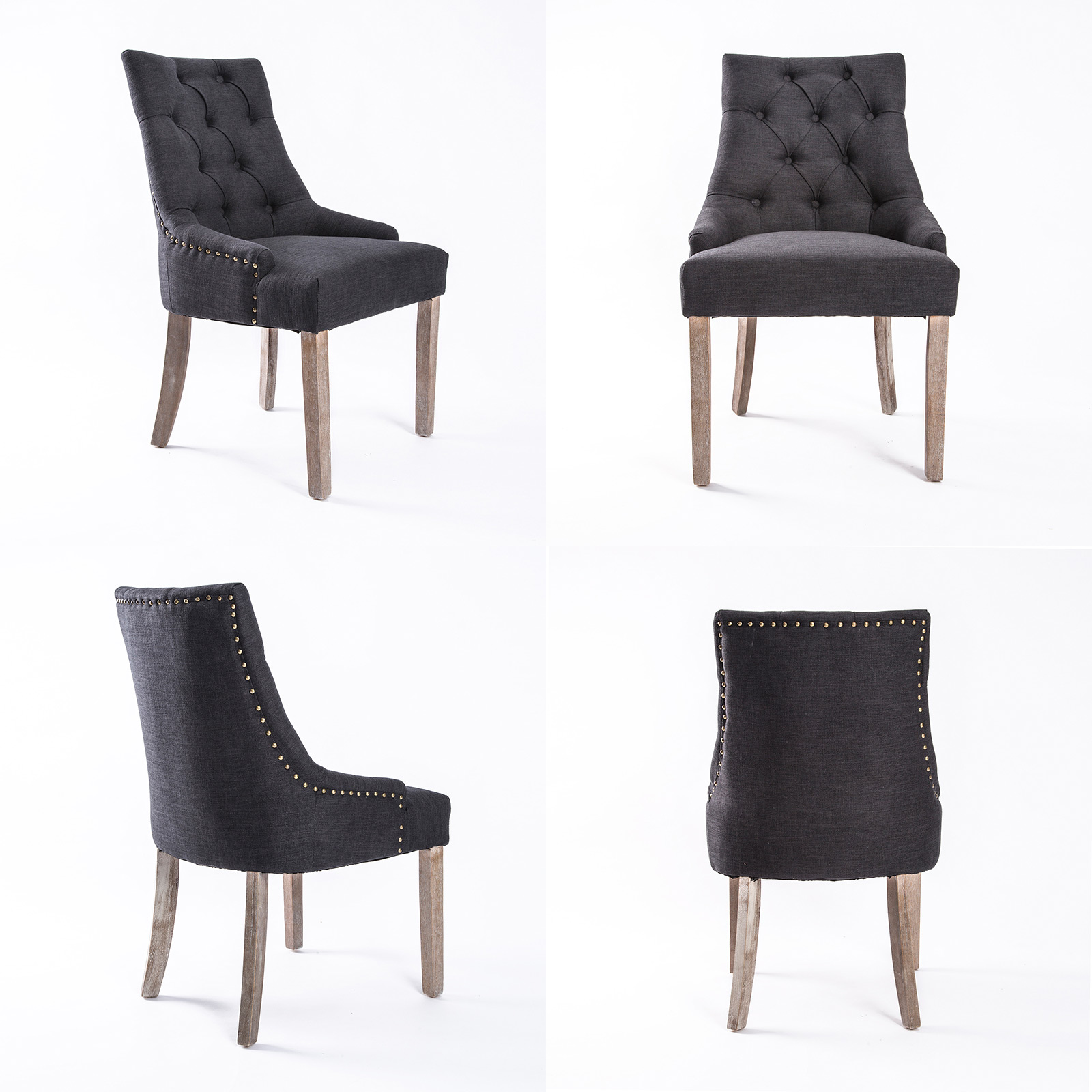 French Provincial Dining Chair Oak Leg AMOUR BLACK โ image 4