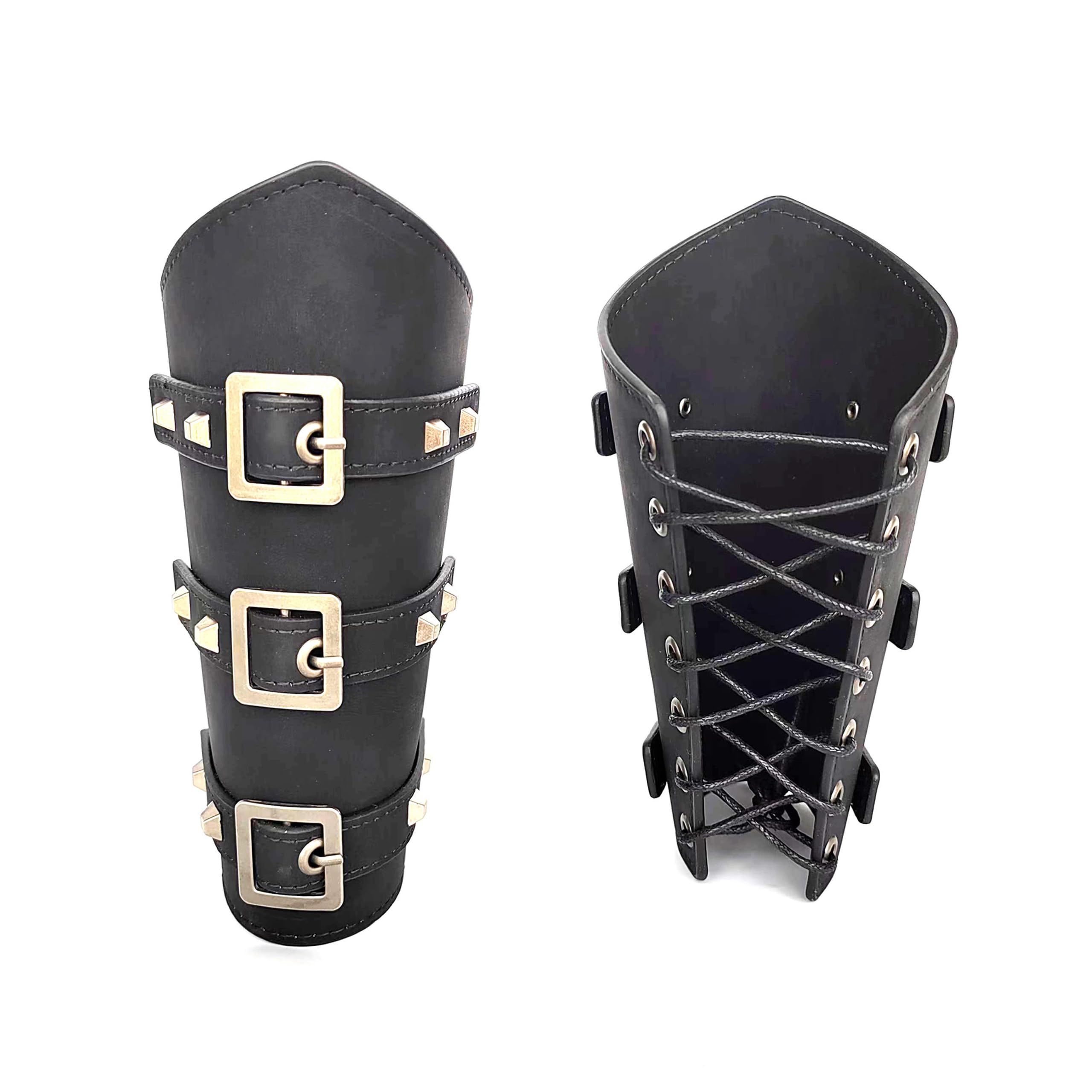 2Pcs PU Leather Belt Buckle Arm Bracers, Knight Retro Renaissance Arm Guards,Wristband Medieval Bracers — image 4