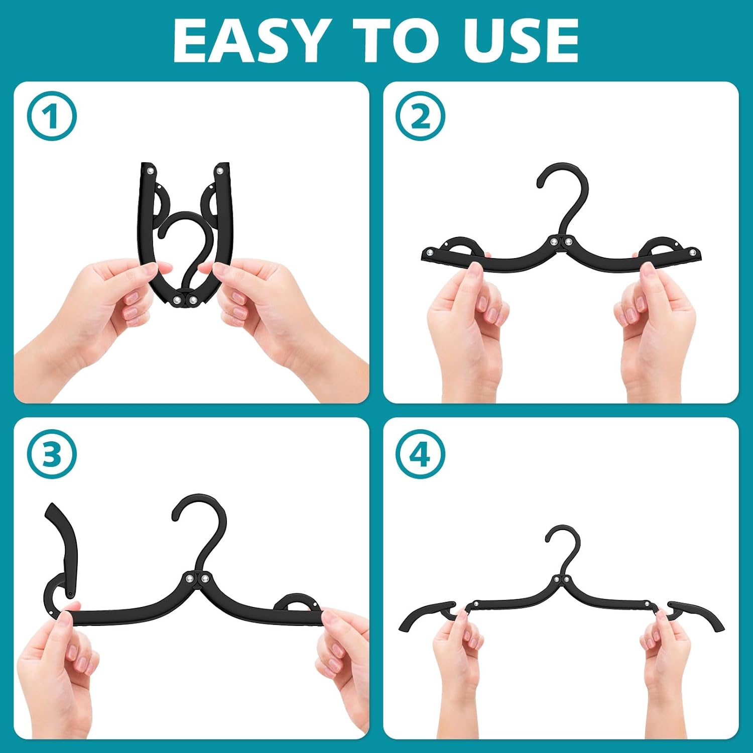 15Pcs Black and 36Pcs Multi Travel Hangers Portable Foldable,Plastic Cruise Ship Essentials Travel Accessories Folding Clothes Hangers Clothes Drying Rack for — image 4