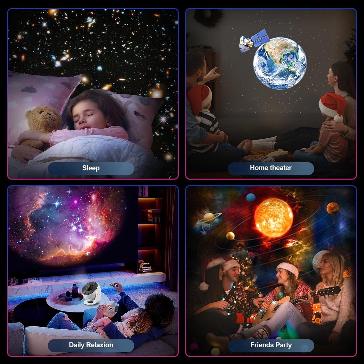 360° Starry Sky Night Projector with Solar System, Moon, Nebula, Galaxy, and Astronaut - Projector for Children and Adults - Mood Light - Bedroom Mood Light — image 3