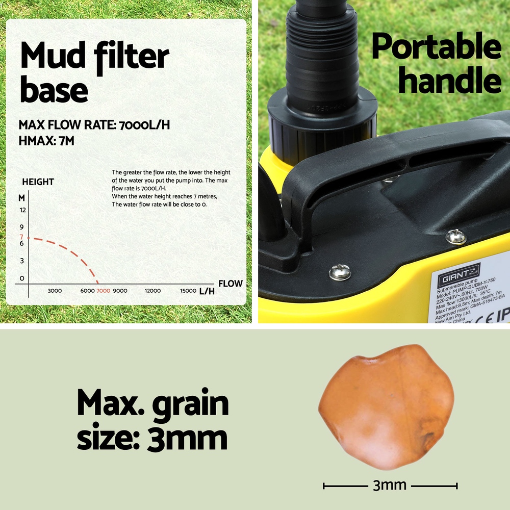 Giantz Garden Water Submersible Pump 400W Dirty Bore Sewerage Tank Well Steel โ image 6