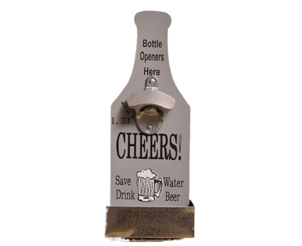 1Pc Retro Creative Wall Mounted Beer Style Decorative Hanger Bottle Opener-Grey