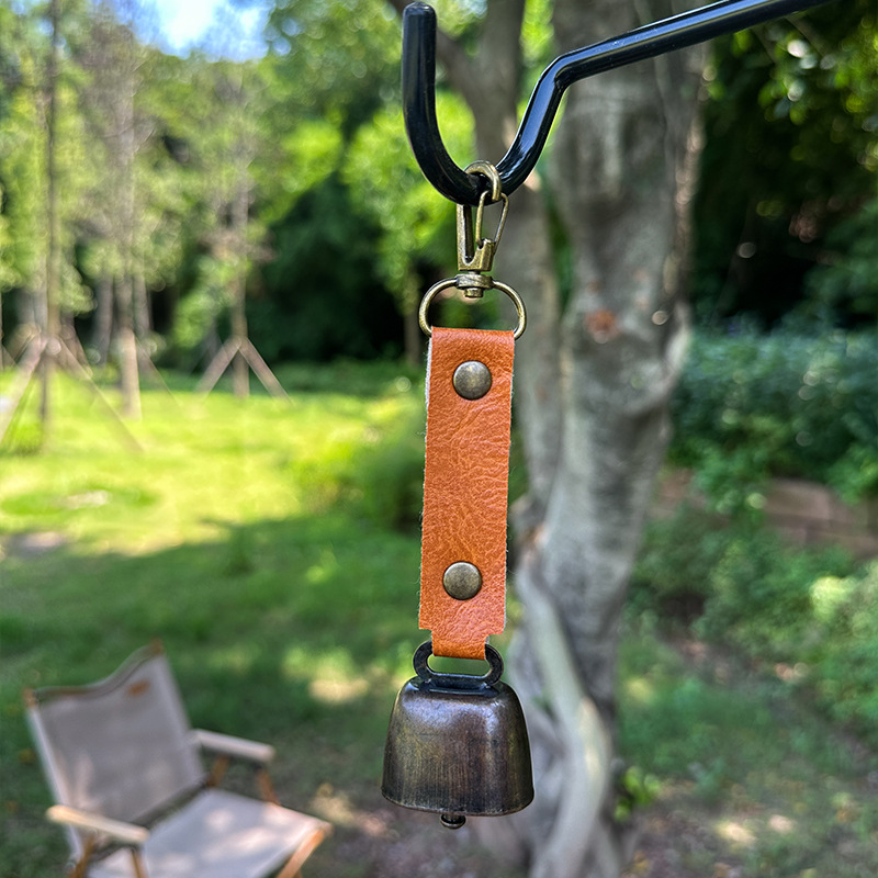 4-Pack Caramel Color Bear Bell & Anti-Lost PU Keyring Accessory(14 x 3.5 x 2.5CM) - Magnetic Silencing Design, Outdoor Safety Alarm for Hiking โ image 3