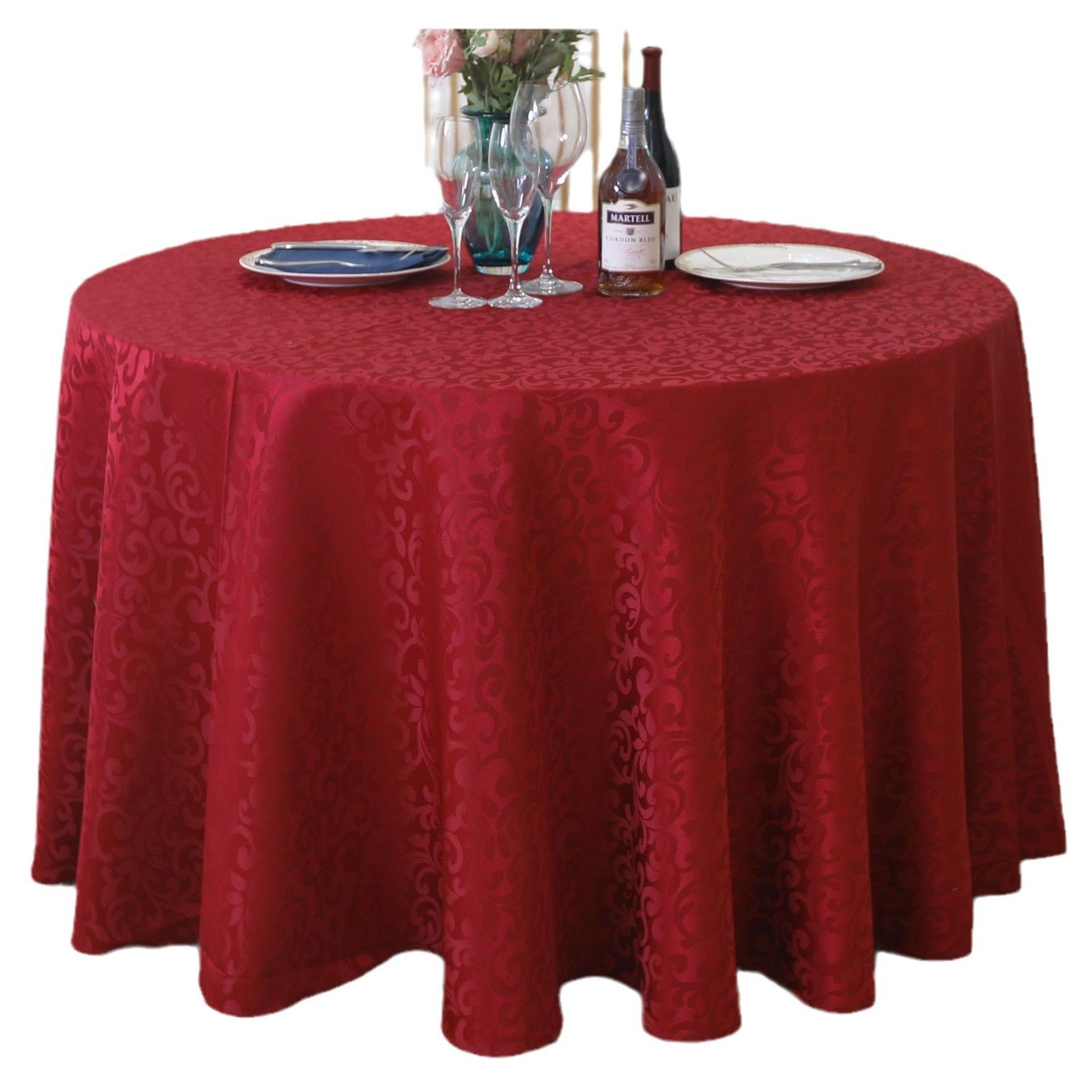 Home Fashions Waterproof, Stain & Wrinkle Resistant Fabric Tablecloth, 70" /1.8M Round, burgundy โ image 2