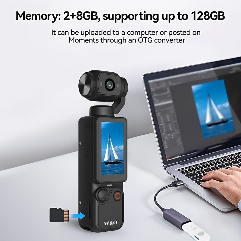 BLACK**4K HD 180° Rotating Anti-Shake Action Camera|1.9-Inch Screen + 2000mAh Battery, Compact & Portable Vlogging & Travel Companion — Streamlined Design — image 2