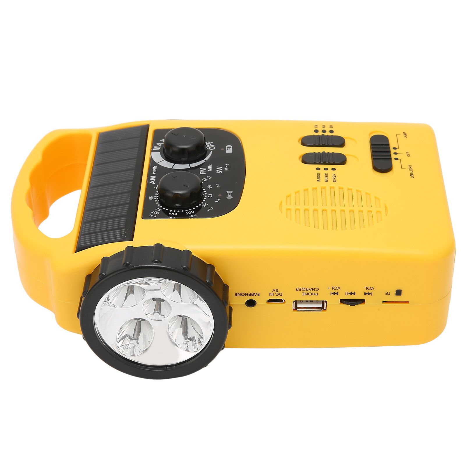 Hand Crank Solar Radio AM FM SW Emergency Radio with LED Flashlight Reading Light MP3 Player for Outdoor CampingYellow — image 5
