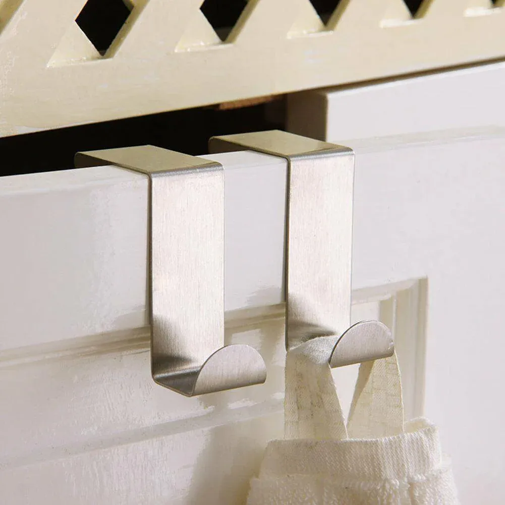 4X/6X Over Door Hooks Hanger Holder Stainless Steel Cabinet Organizer Clothes 4.5cm - 6 PCS — image 3