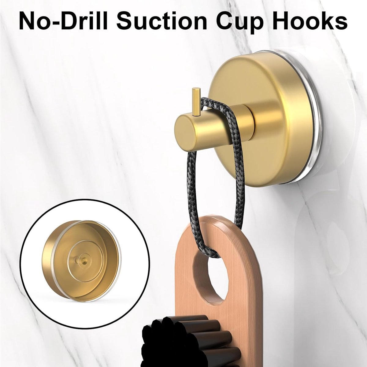 4 pieces - 6 × 5.5 cm - Suction cup hooks - Hooks with vacuum suction cup - towel hooks without drilling - waterproof - suction cup hook for shower — image 2