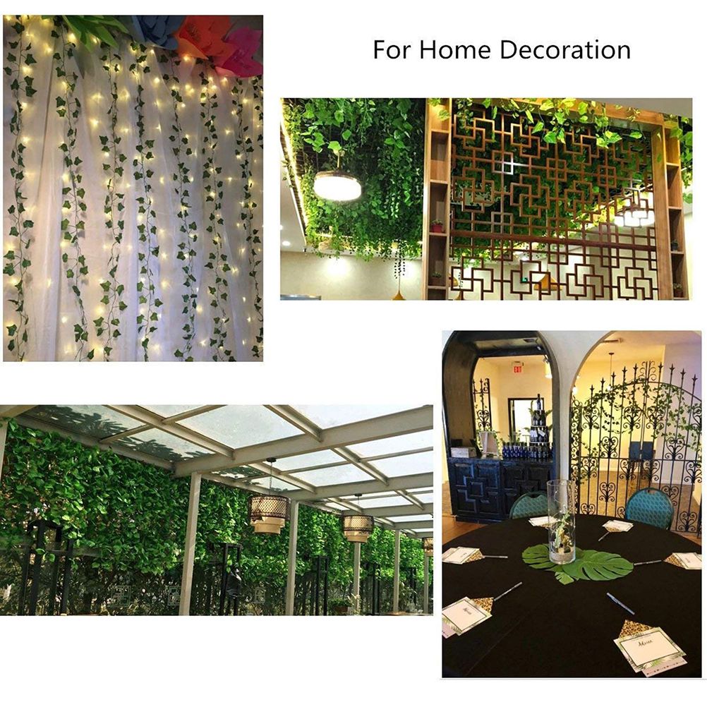 Artificial Plants LED String Light Green Leaf Vine Battery Operated Fairy String Lights for Home Wedding Decor — image 6
