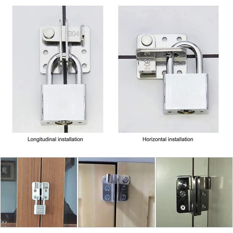 2 Pieces Door Latch Hasp Clasp Latch with Screws, Matte Black Finish Stainless Steel Heavy Duty Latch — image 4