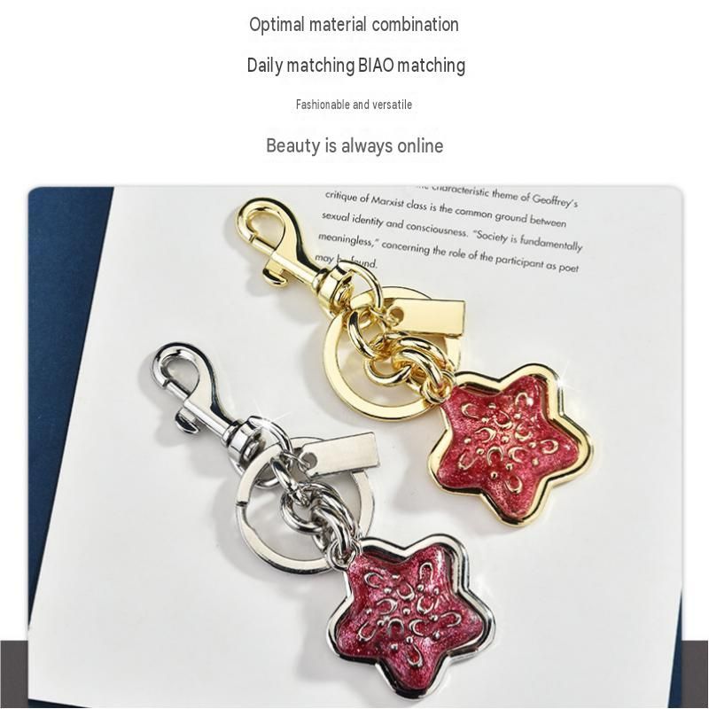 Star pattern Keychain Bag Charm Silvery(Pack of 1)- Metal Alloy Pendant with Lobster Clasp, 4.3cm Decorative Accessory for Handbags, Backpacks, and — image 3