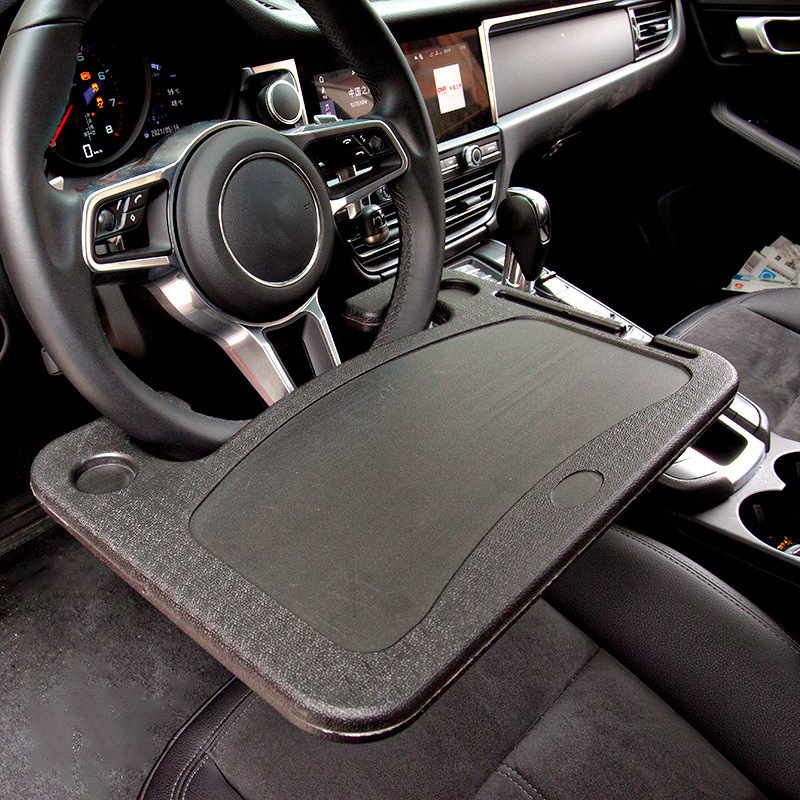 Grey Multi-Functional Car Steering Wheel Tray - Portable Auto Desk for Eating, Laptop, and Drink Holder (42x28CM) — image 6