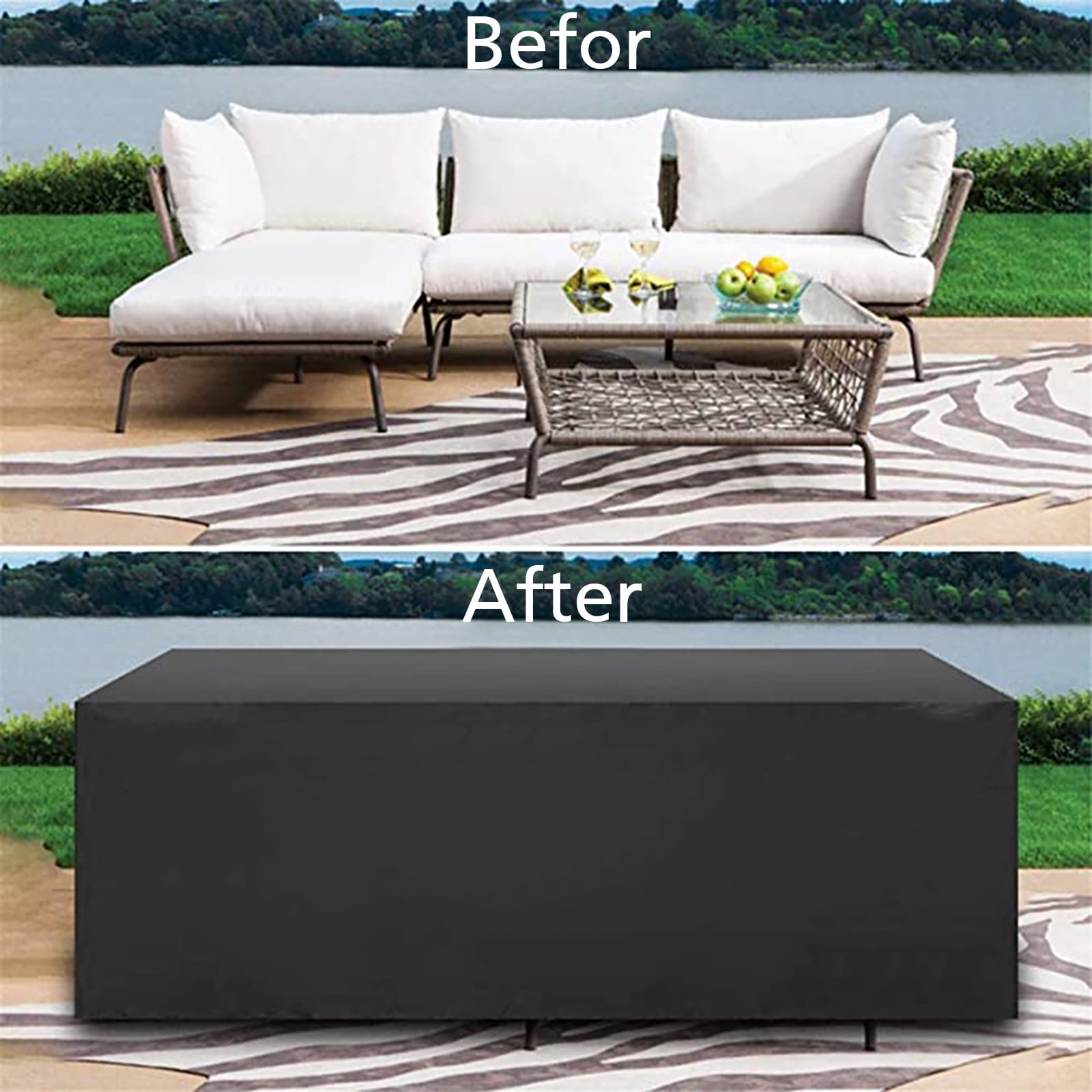Rectangular Patio Table Cover Heavy Duty Waterproof Outdoor Furniture Set Cover 84" x 52" x 29" โ image 4