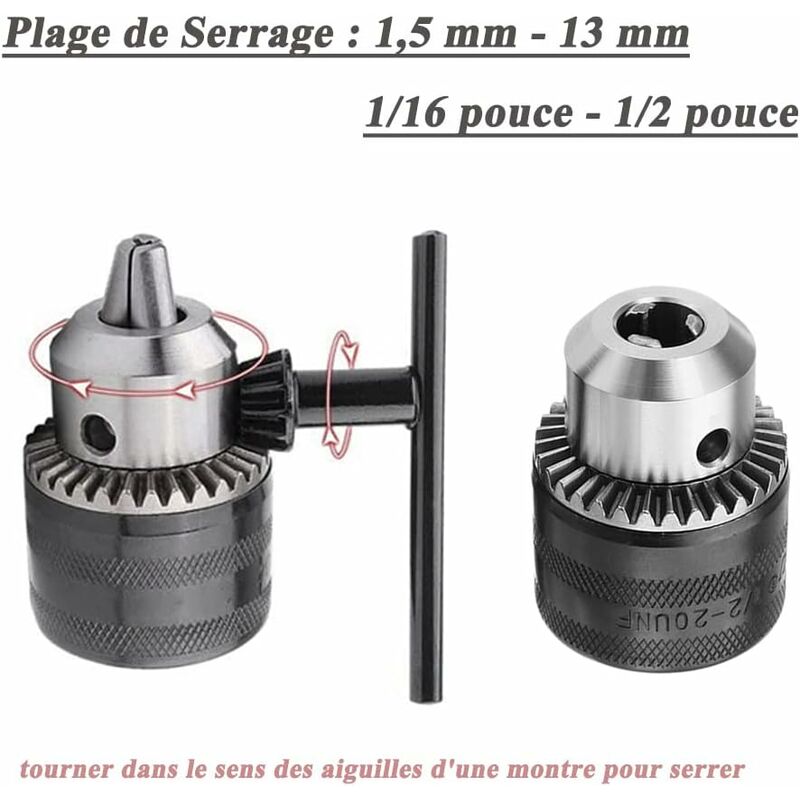 1.5-10Mm 6.35Mm Hex Shank Quick Change Drill Chuck Adapter, 1/2-20Unf Drill Chuck Converter With Chuck Key For Electric — image 3