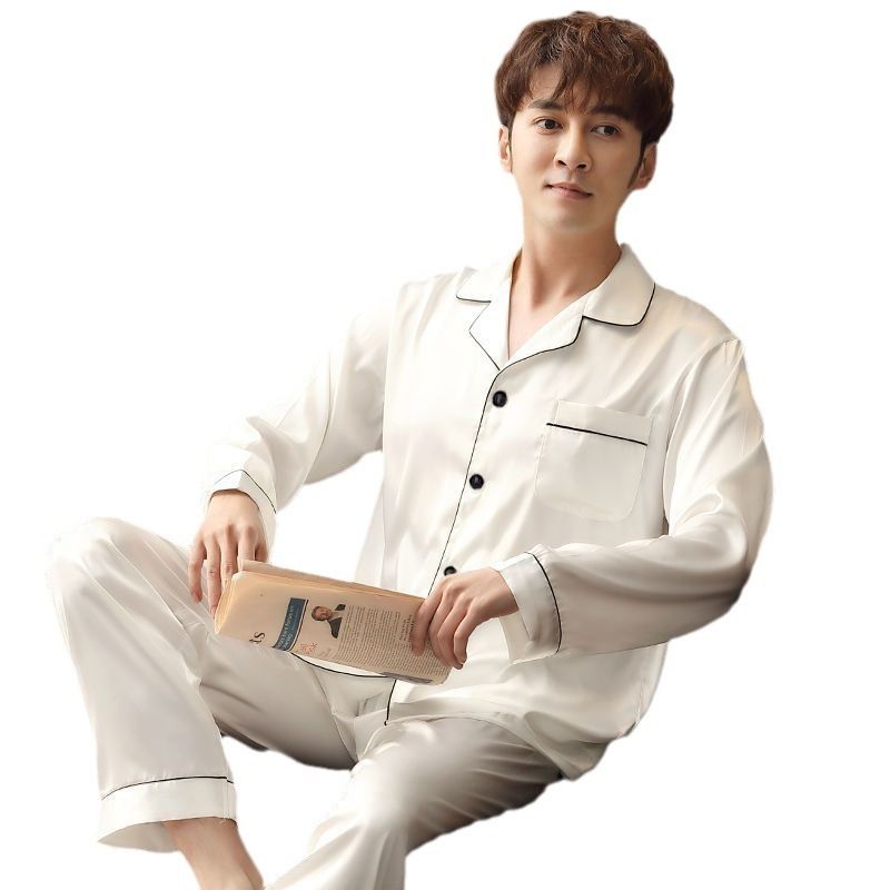 Plus Size Polyester Long Sleeve Sleepwear Trousers... 1290 dark blue Men's 3XL โ image 5