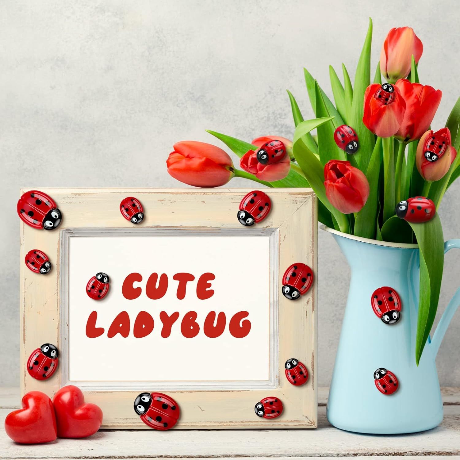 100 Pieces Tiny Resin Ladybugs Decor 0.55''-0.98'' 3 Sizes Mini Ladybugs Ornaments Miniature igurines Crat or DIY airy Garden Dollhouse Micro Landscaping โ image 6