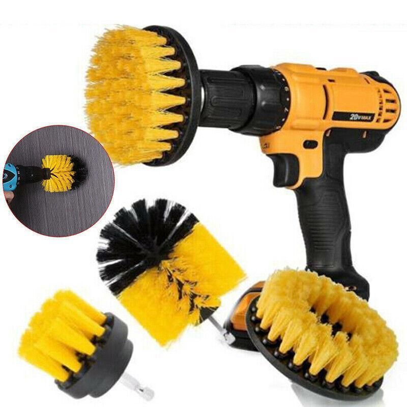 3Pcs Drill Attachment Set Drill Brush Kit Bathroom Carpet Cleaning Tool Scrubber - Yellow โ image 4