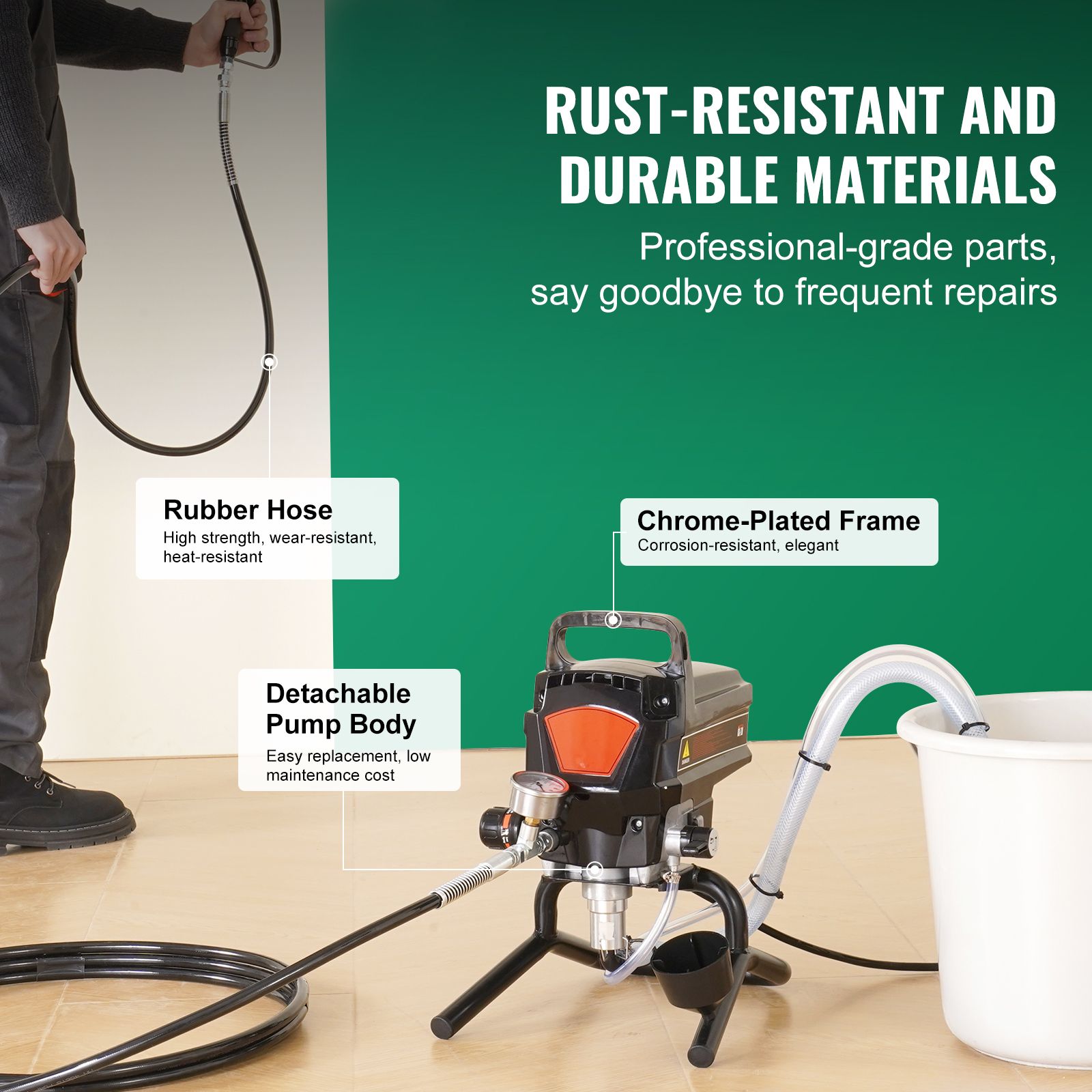 Stand Airless Paint Sprayer, 950W 3000PSI High Efficiency Electric Airless Sprayer, Fine And Even Painting Effect, Handheld Paint Sprayers for Home Interior — image 5
