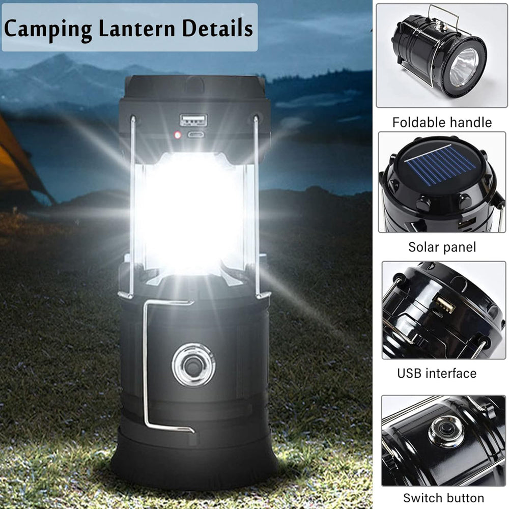 LED Camping Lamp Solar Powered Rechargeable USB Torch Waterproof Emergency Light Lantern โ image 4