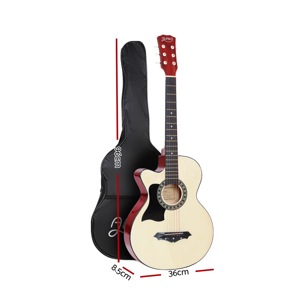 Alpha 38 Inch Acoustic Guitar Wooden Body Steel String Full Size Left Handed โ image 2