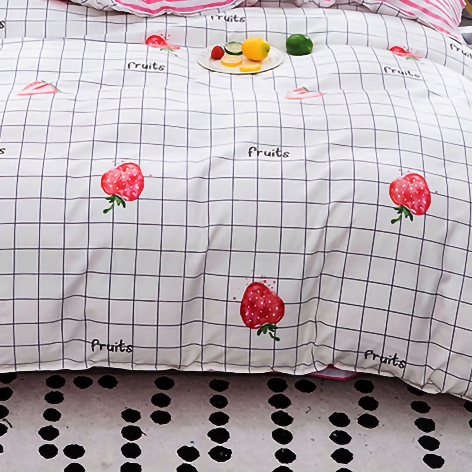 Skin Friendly Quilt Cover Thickened Polyester Soft Brushed Duvet Cover Quilt Bedding for Dormitory Bedroom Fruit 150 × 200cm — image 3