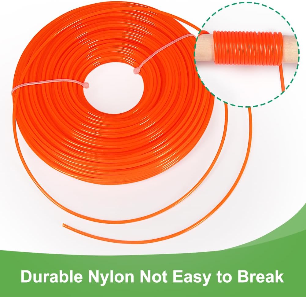String Trimmer Line 0.095-Inch, 328 Feet 2.4mm Round Nylon Weed Eater String for Grass, Weeds and Brush, Universal Fit for Gas and Electric Trimmers (Orange — image 2