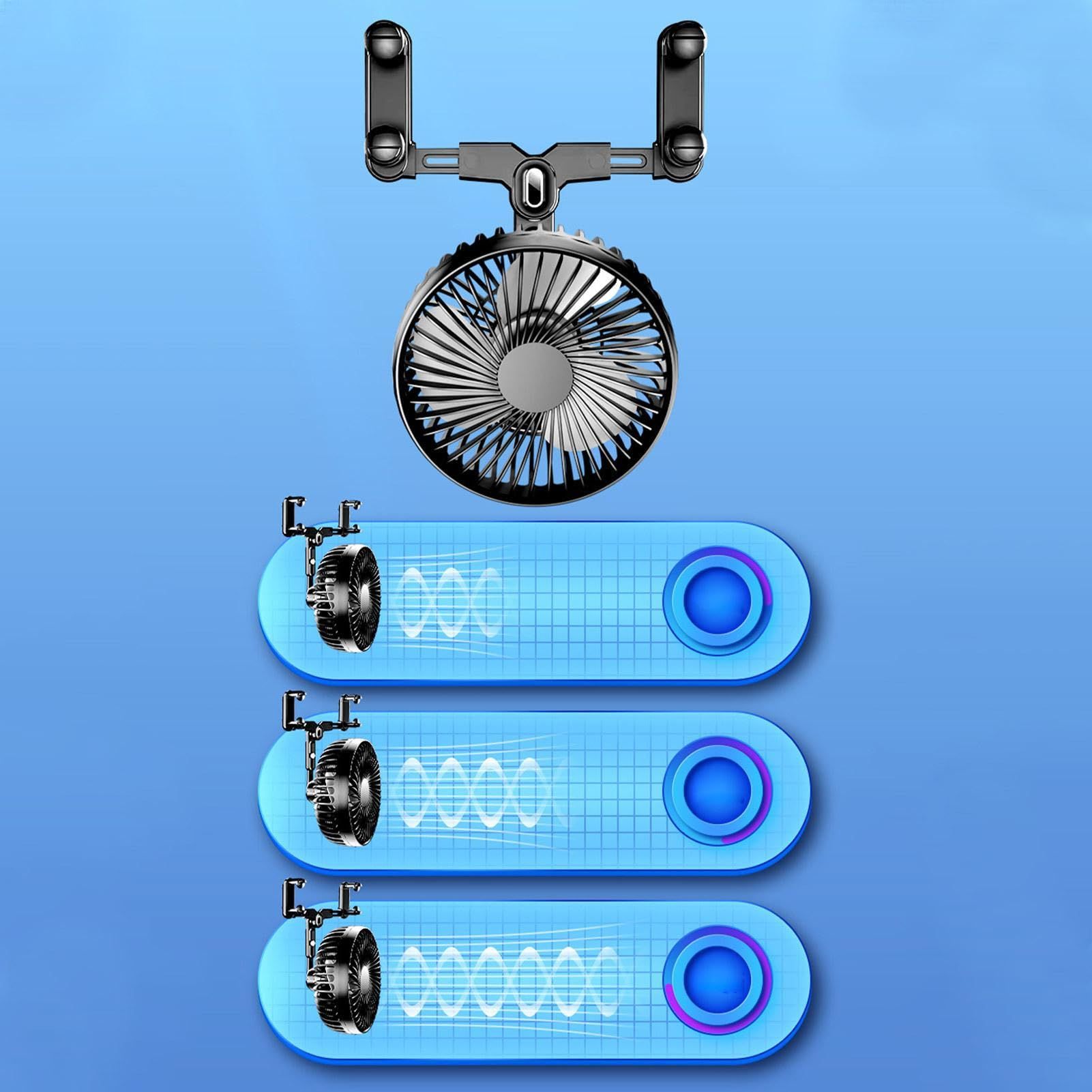 Stroller Fan, 5W Auto Cooling Fan with Universal Design, Battery Operated Fan for Rear View Mirror, Mini Handheld Desk Fan โ image 2
