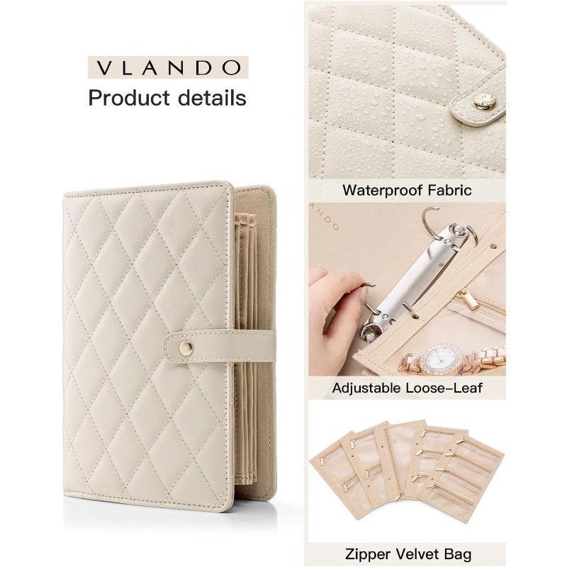 1 Piece Pink Luxury Leather Loose-Leaf Jewelry Organizer - Portable Large-Capacity Storage Book for Earrings and Necklaces(Jewellery is a shooting โ image 3