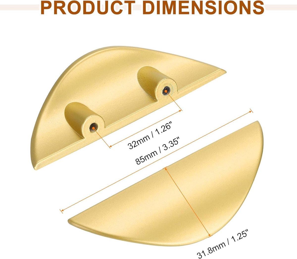 2 pieces - cabinet handles - door handle - half-moon cabinet handle - hole spacing 32 mm - drawer handles - concealed zinc alloy handles - zinc alloy cabinet — image 5