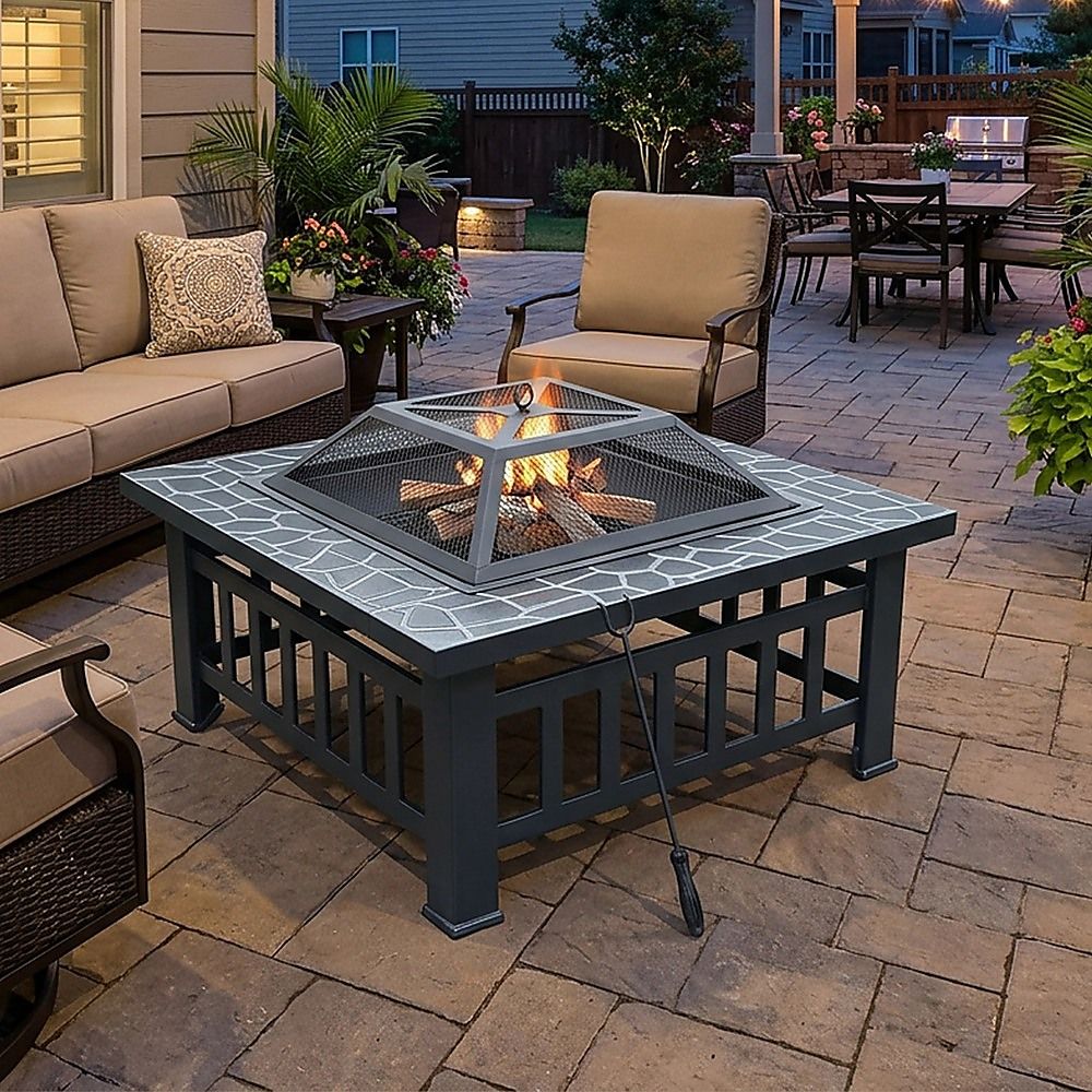 18" Square Metal Fire Pit Outdoor Heater โ image 2