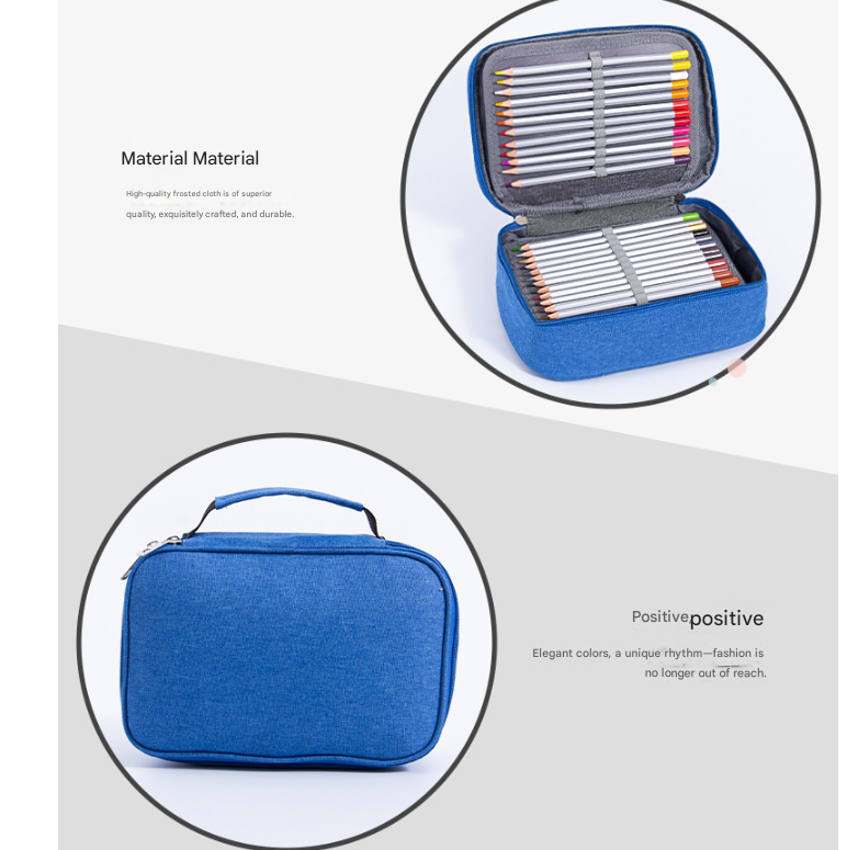 Grey Multi-functional Oxford Cloth Storage for Students, Large Capacity 72-Slot Pencil Case -Artists & Stationery (23x7x16 cm, 228g) โ image 4