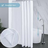 Waterproof Mildew Resistant Shower Curtain, White 200 × 220cm Fabric Polyester, Compatible with Bathtub or Bathroom, Washable — image 4
