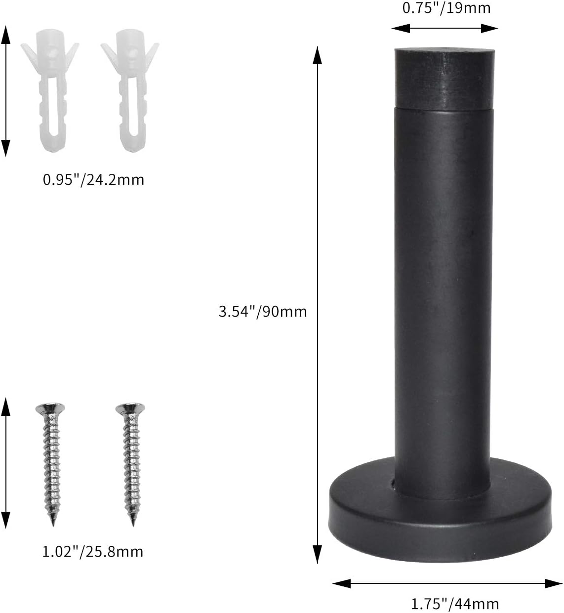 DOKU 10Pcs Door Stop, 3.5 Inch Heavy Duty 304 Stainless Steel Door Stopper with Rubber Tips Bumper, Wall Mounted Door Holder Protection Sound Dampening, Matte — image 6