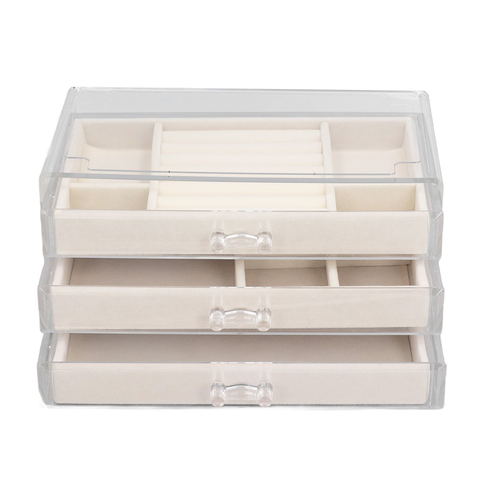 Acrylic Jewelry Organizer Clear Acrylic Beige Drawer Desk Storage Jewelry Box for Stud Earrings Necklace Jewelry — image 2