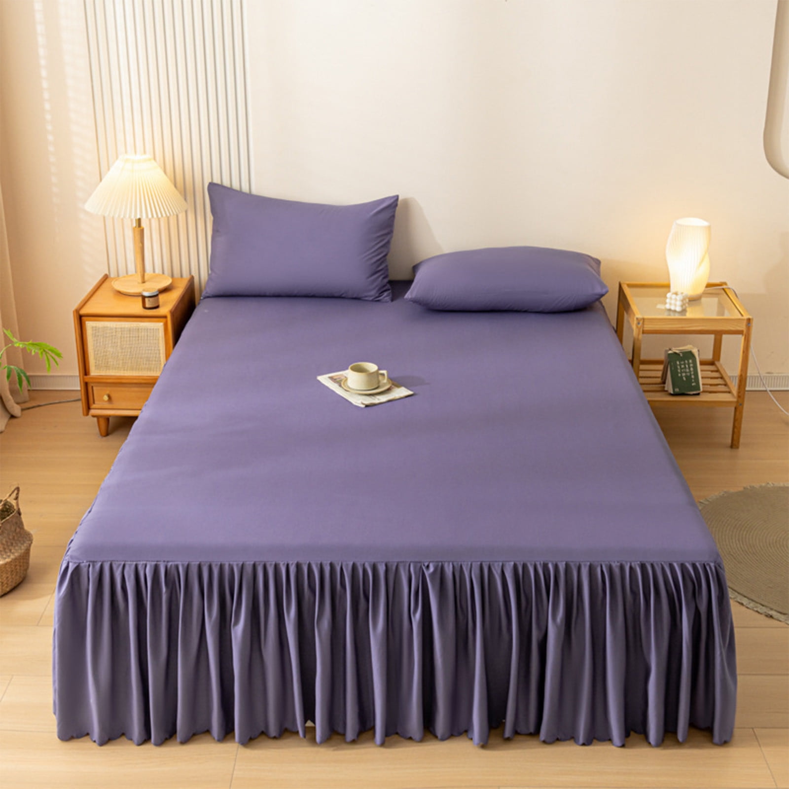 Bed Skirt Queen Size Ruffled Bed Skirt with Split Corners, Queen Bed Skirt Drop, Queen Size Bed Skirt, for Ruffled Bed Skirt with Split Corners, Bed Skirt